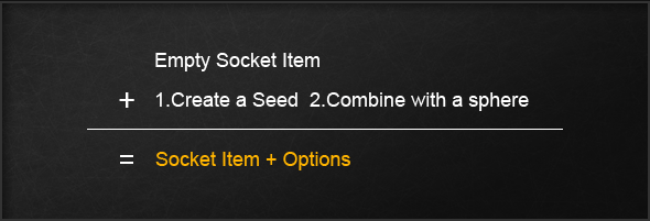 Empty Socket Item + 1.Create a Seed혻 2.Combine with a sphere = Socket Item + Options